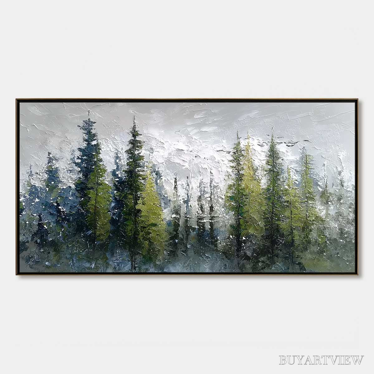 ARTOVITAS Silent Sentinels – Textured Impasto Pine Forest Landscape Painting - image 1