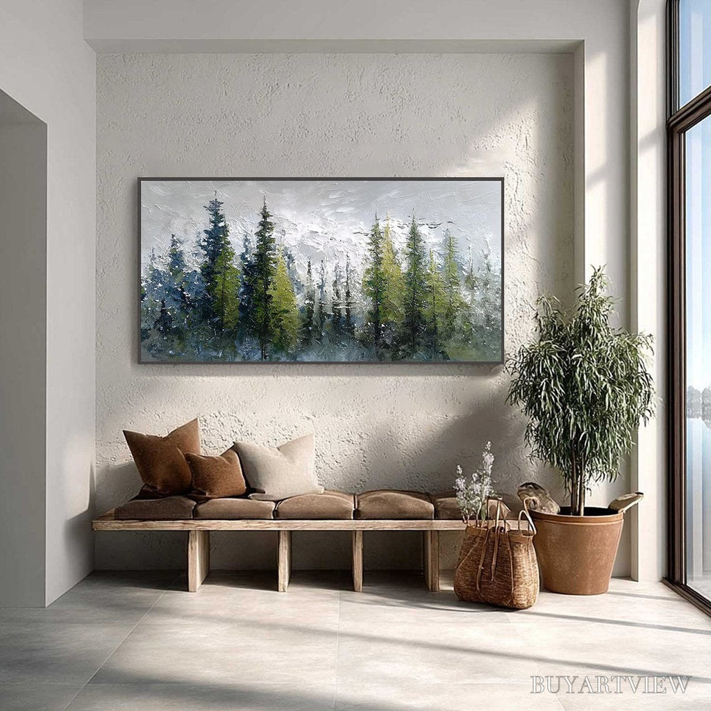 ARTOVITAS Silent Sentinels – Textured Impasto Pine Forest Landscape Painting - image 2
