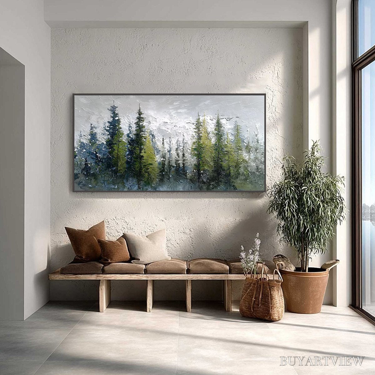 ARTOVITAS Silent Sentinels – Textured Impasto Pine Forest Landscape Painting - image 2