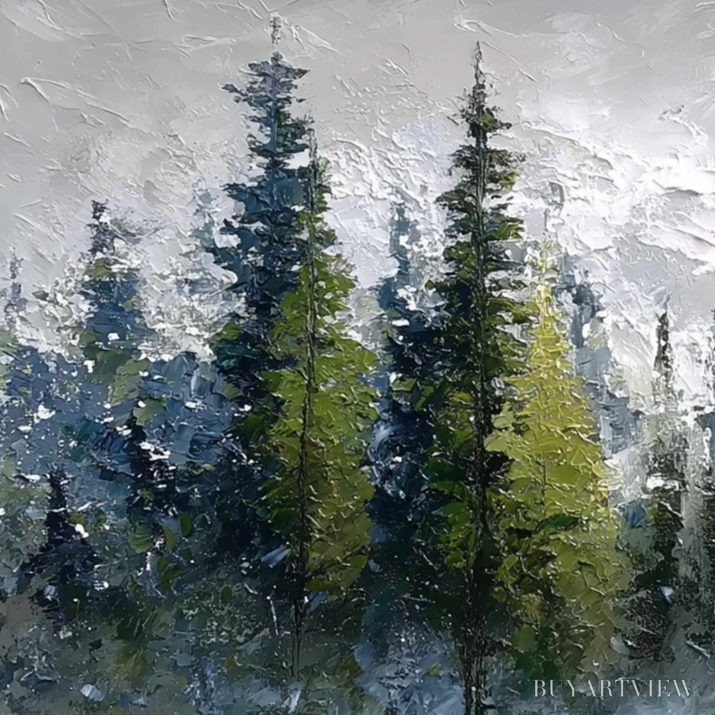 ARTOVITAS Silent Sentinels – Textured Impasto Pine Forest Landscape Painting - image 3