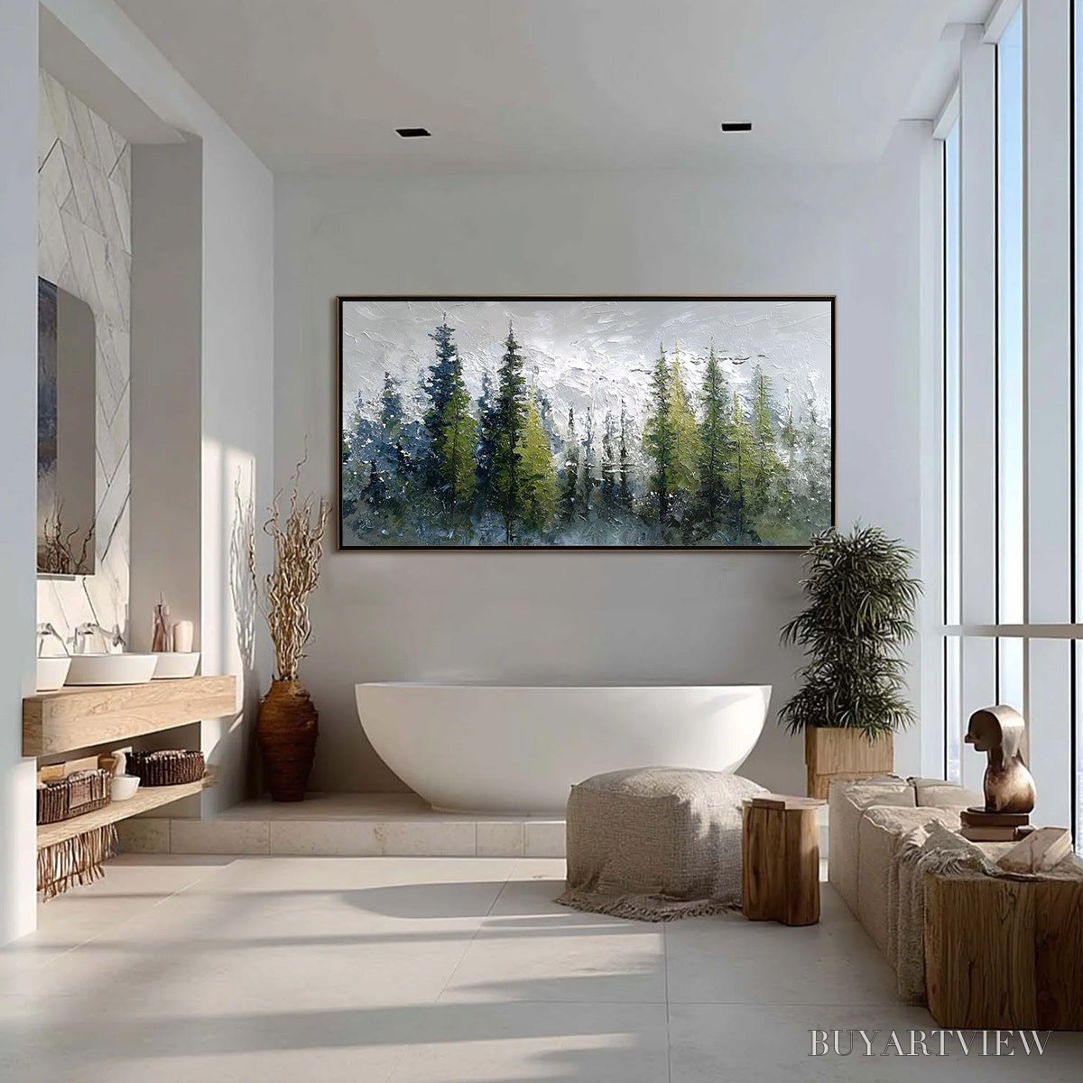 ARTOVITAS Silent Sentinels – Textured Impasto Pine Forest Landscape Painting - image 4