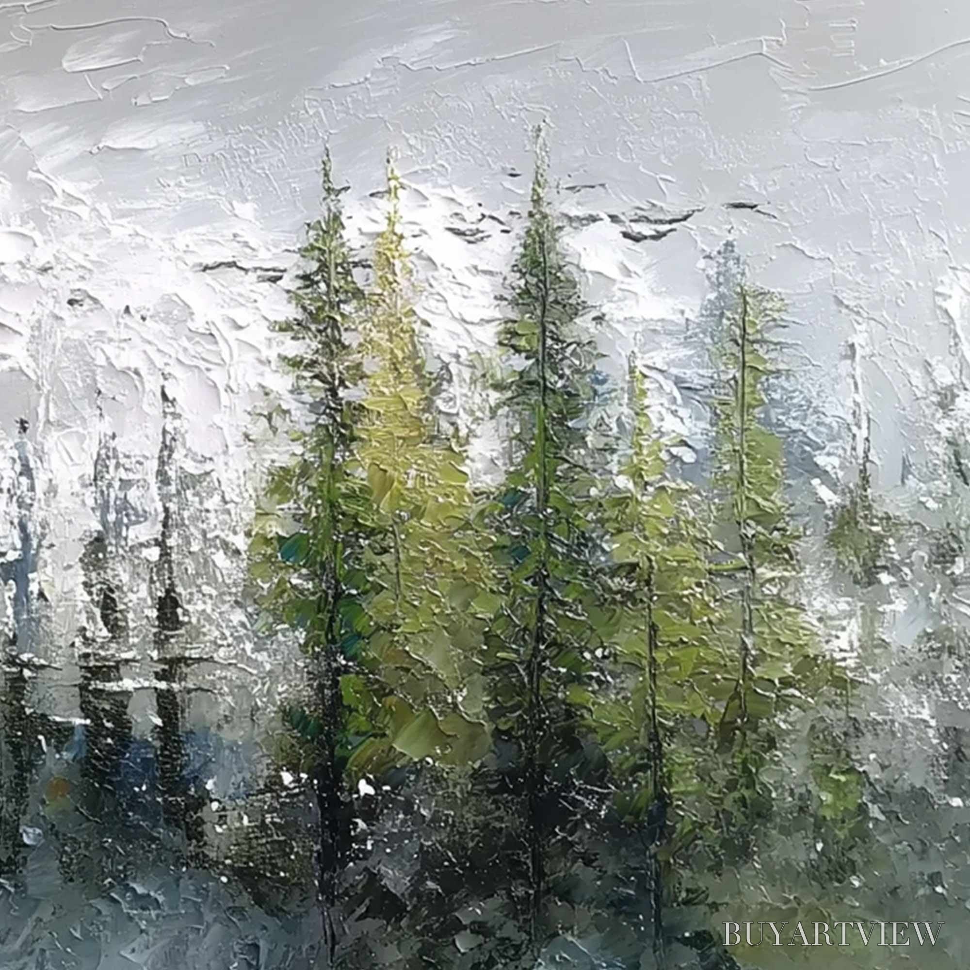 ARTOVITAS Silent Sentinels – Textured Impasto Pine Forest Landscape Painting - image 5