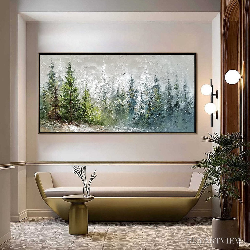 ARTOVITAS Whispers of the Pines – Textured Impasto Pine Forest Landscape Painting - image 2