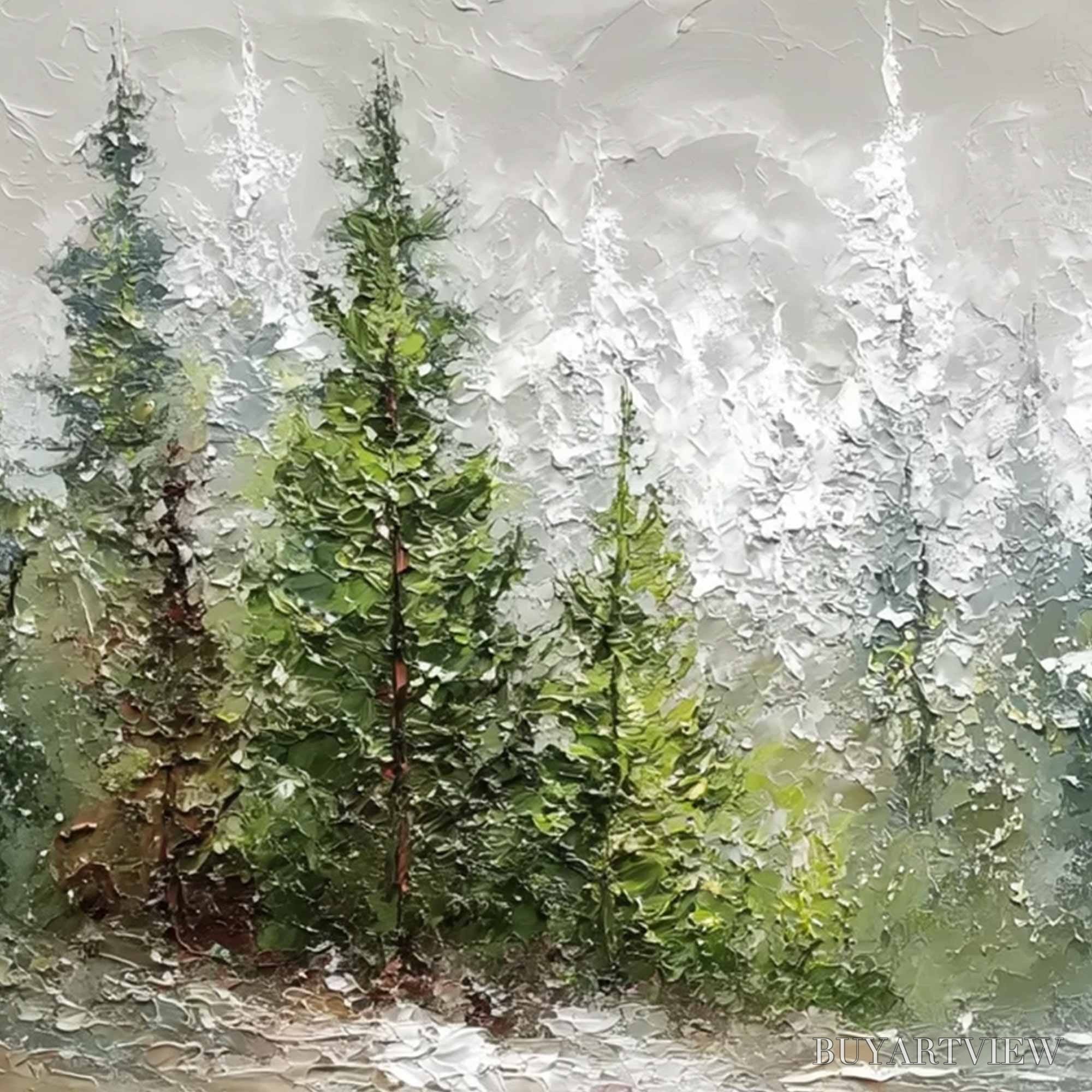 ARTOVITAS Whispers of the Pines – Textured Impasto Pine Forest Landscape Painting - image 3