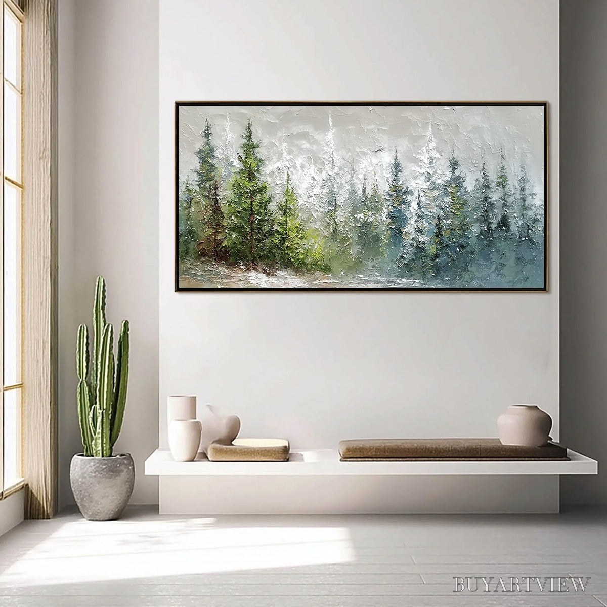 ARTOVITAS Whispers of the Pines – Textured Impasto Pine Forest Landscape Painting - image 4