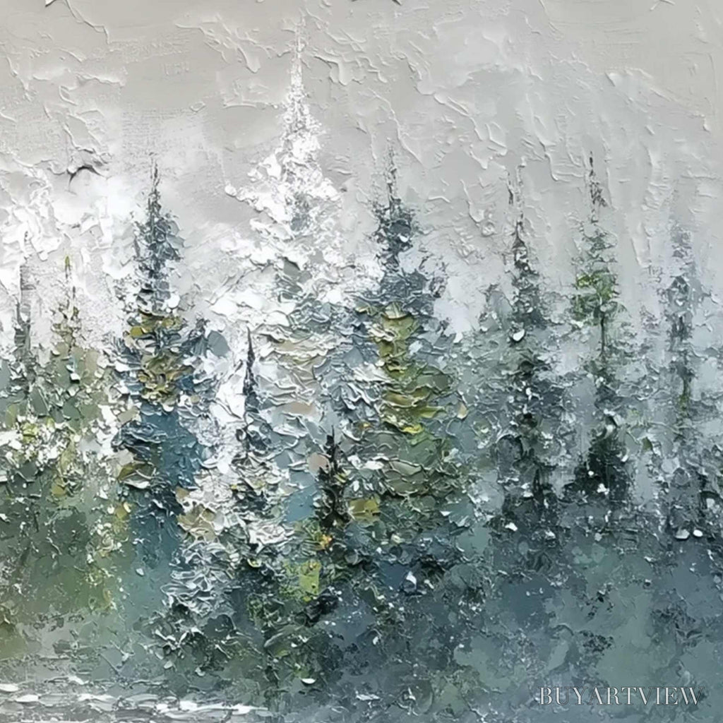 ARTOVITAS Whispers of the Pines – Textured Impasto Pine Forest Landscape Painting - image 5