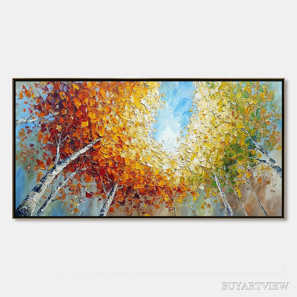 ARTOVITAS Autumn'S Gaze Palette Knife Forest Landscape Oil Painting - image 1