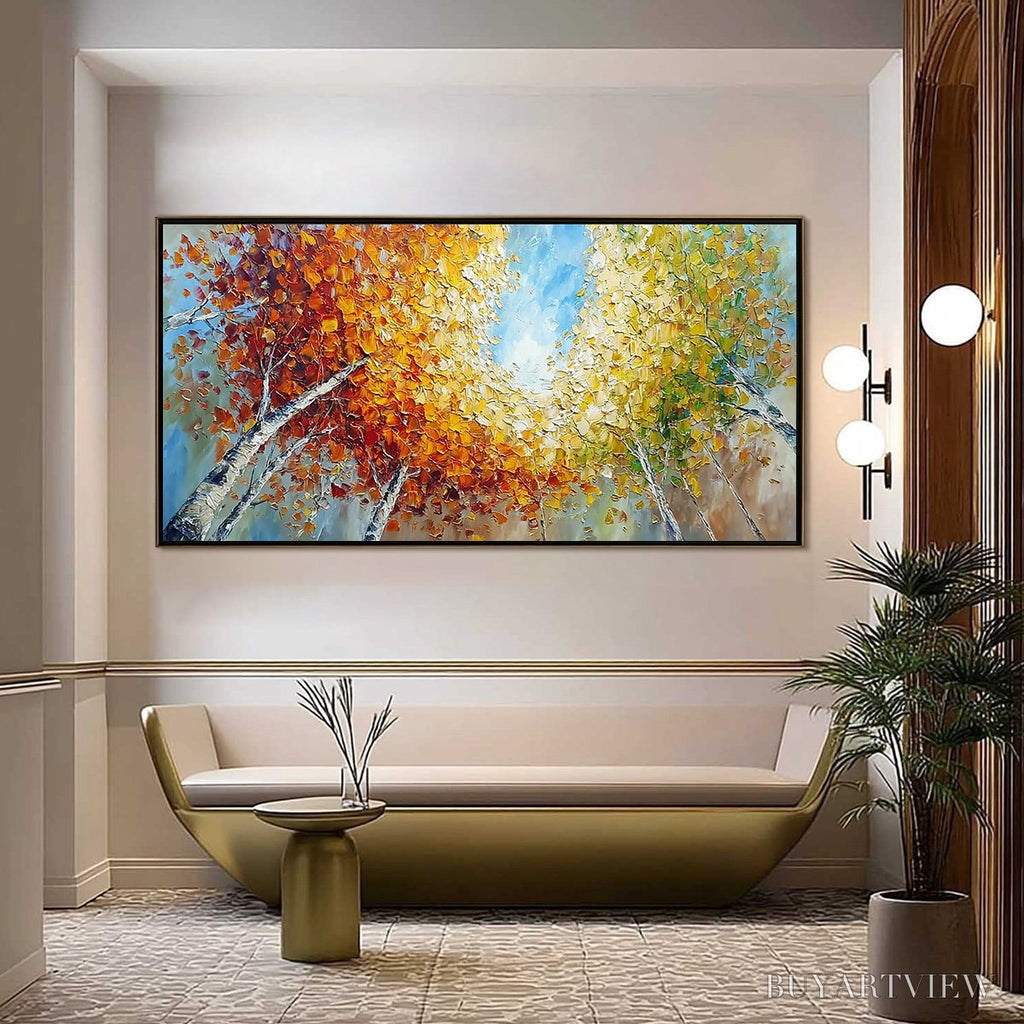 ARTOVITAS Autumn'S Gaze Palette Knife Forest Landscape Oil Painting - image 2