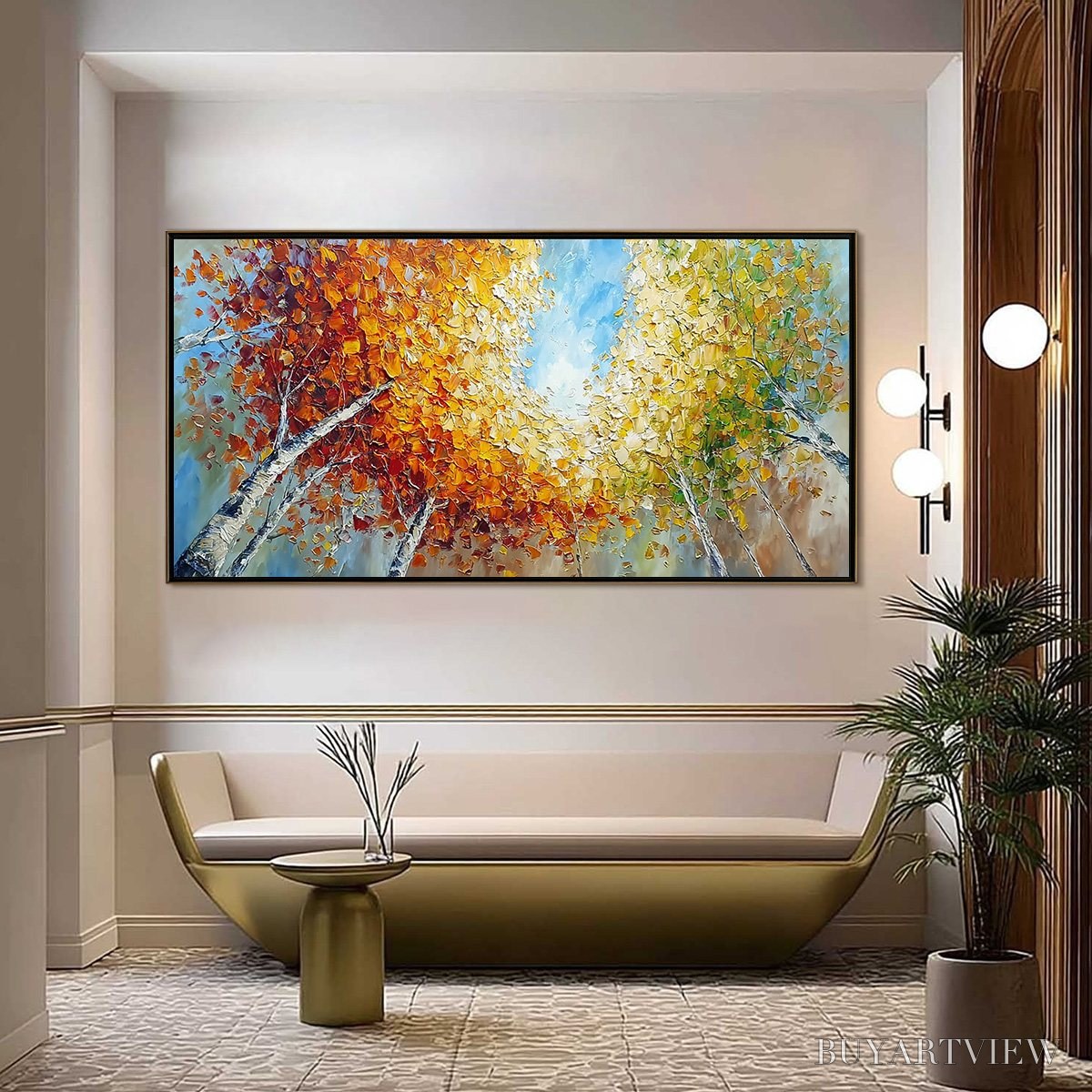 ARTOVITAS Autumn'S Gaze Palette Knife Forest Landscape Oil Painting - image 2