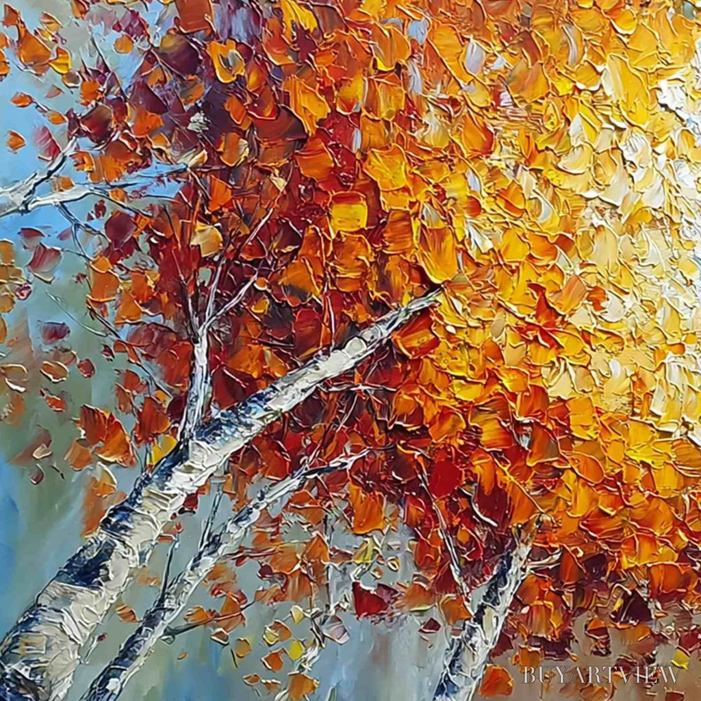 ARTOVITAS Autumn'S Gaze Palette Knife Forest Landscape Oil Painting - image 3