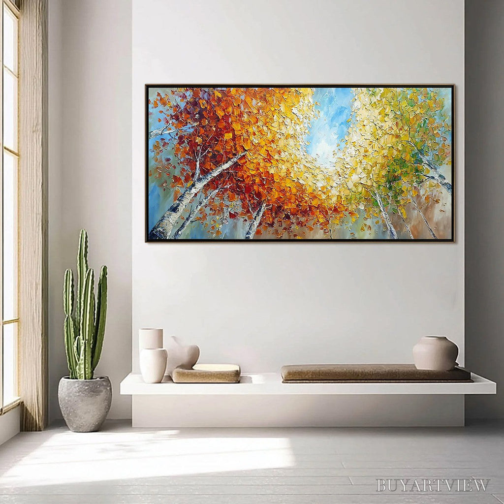 ARTOVITAS Autumn'S Gaze Palette Knife Forest Landscape Oil Painting - image 4