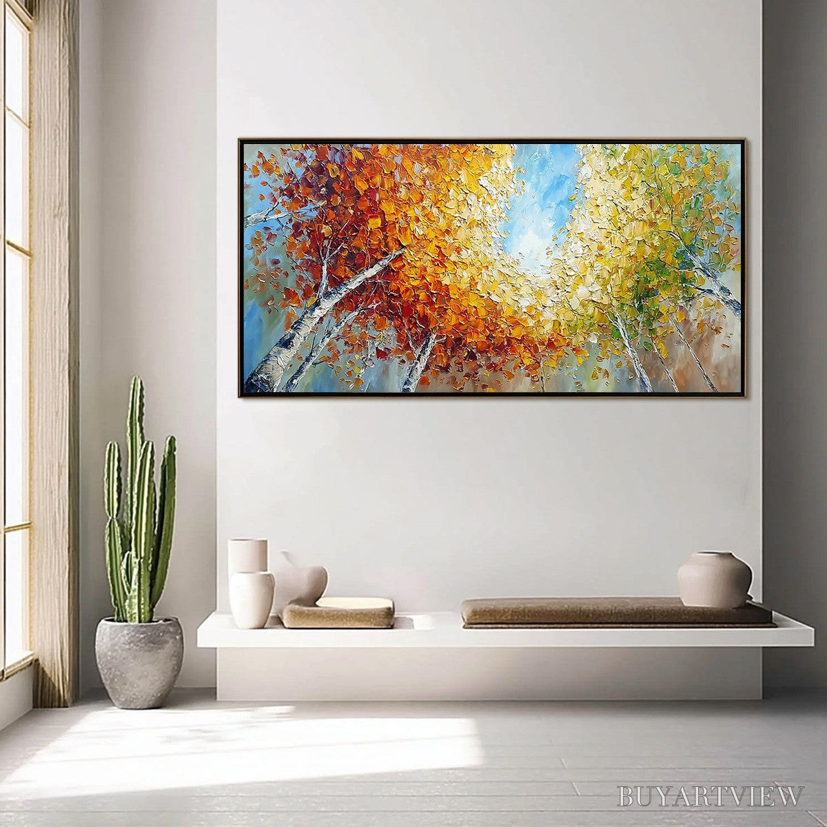 ARTOVITAS Autumn'S Gaze Palette Knife Forest Landscape Oil Painting - image 4