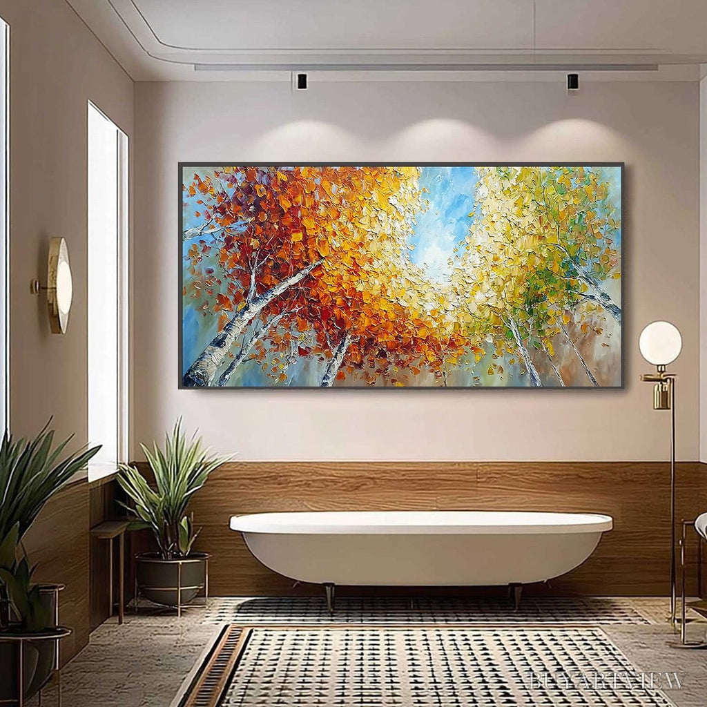 ARTOVITAS Autumn'S Gaze Palette Knife Forest Landscape Oil Painting - image 6