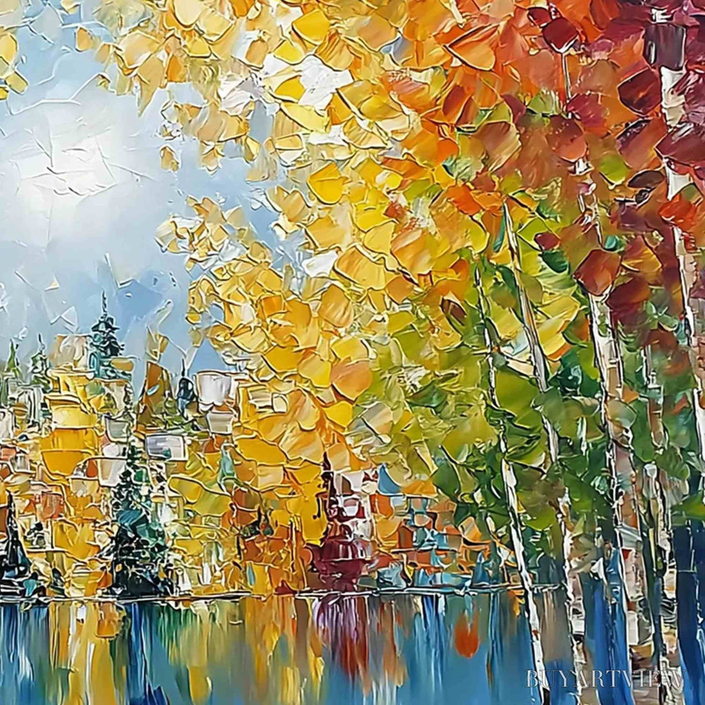 ARTOVITAS Emberglow Forest – Textured Palette Knife Autumn Forest Landscape Painting - image 3