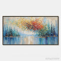 ARTOVITAS Vibrant Reflections – Colorful Textured Impasto Forest and Lake Painting - image 1