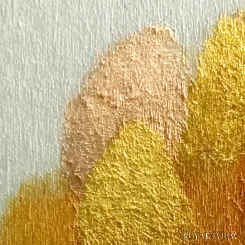 ARTOVITAS Autumn'S Treasure – Whimsical Textured Gold Leaf Cat Painting - image 5