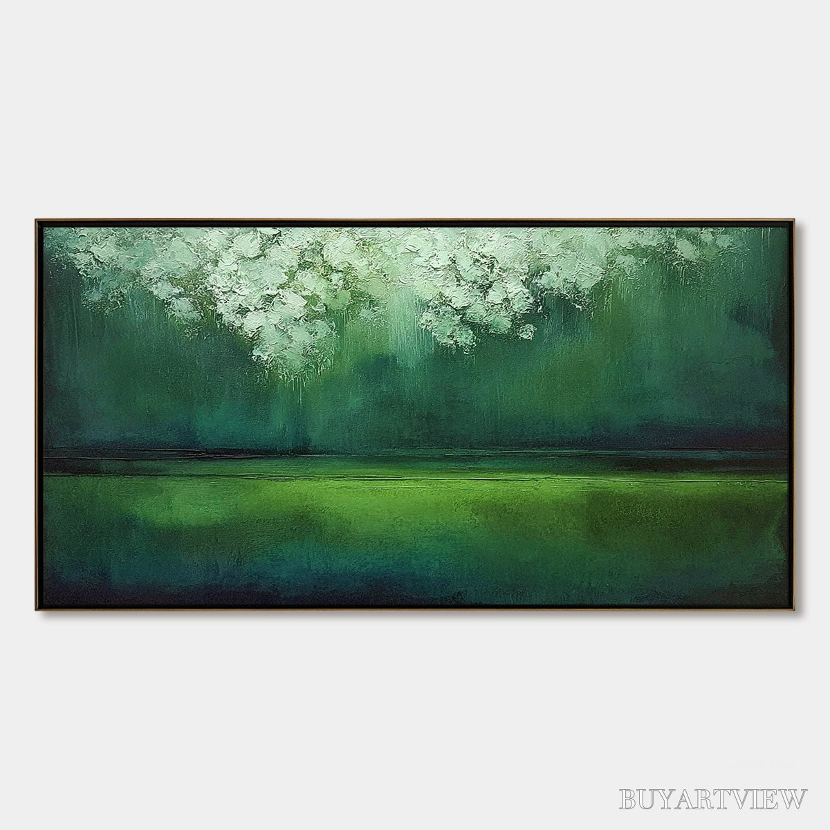 ARTOVITAS Verdant Stillness – Large Green Abstract Landscape Texture Painting - image 1