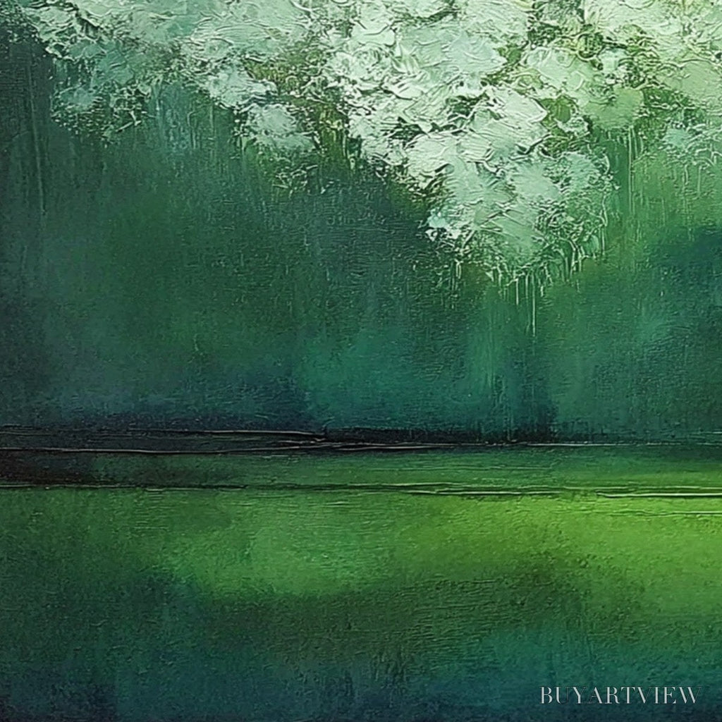 ARTOVITAS Verdant Stillness – Large Green Abstract Landscape Texture Painting - image 3