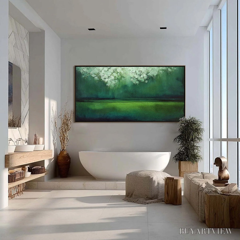ARTOVITAS Verdant Stillness – Large Green Abstract Landscape Texture Painting - image 4