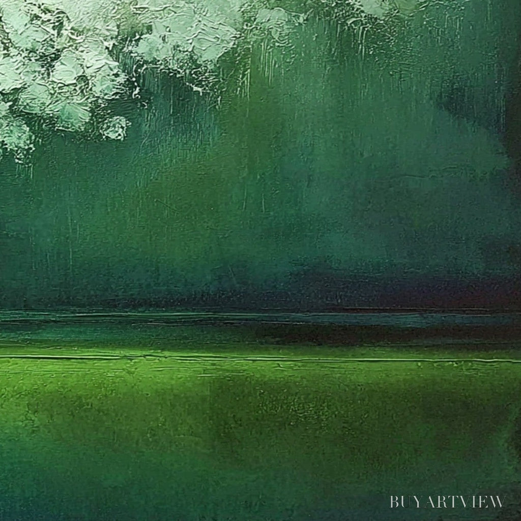 ARTOVITAS Verdant Stillness – Large Green Abstract Landscape Texture Painting - image 5