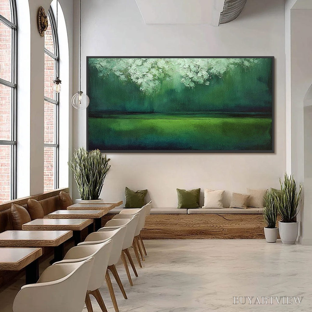 ARTOVITAS Verdant Stillness – Large Green Abstract Landscape Texture Painting - image 6
