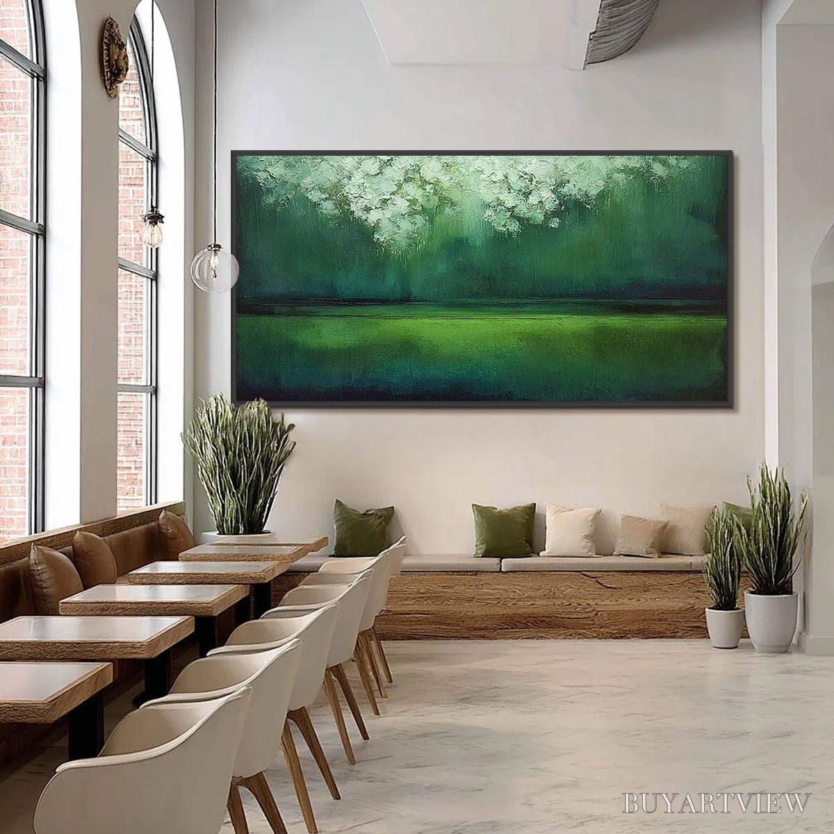 ARTOVITAS Verdant Stillness – Large Green Abstract Landscape Texture Painting - image 6