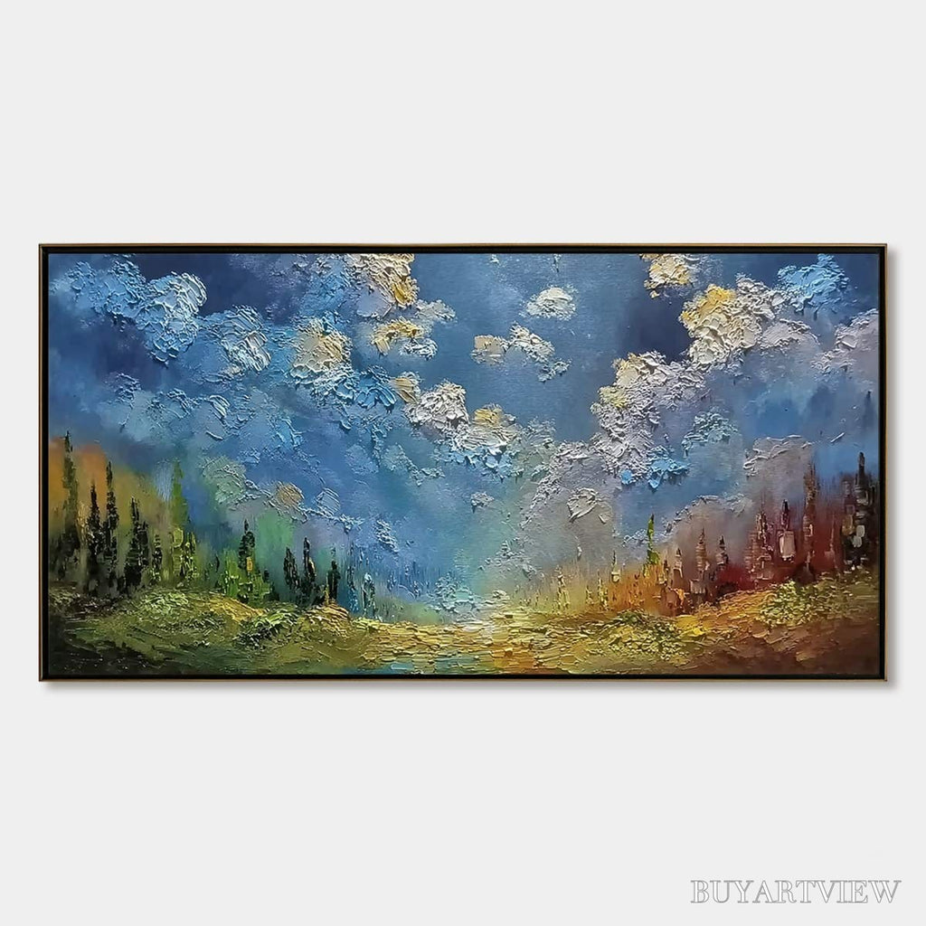 ARTOVITAS Celestial Divide – Textured Horizontal Impasto Landscape Oil Painting - image 1
