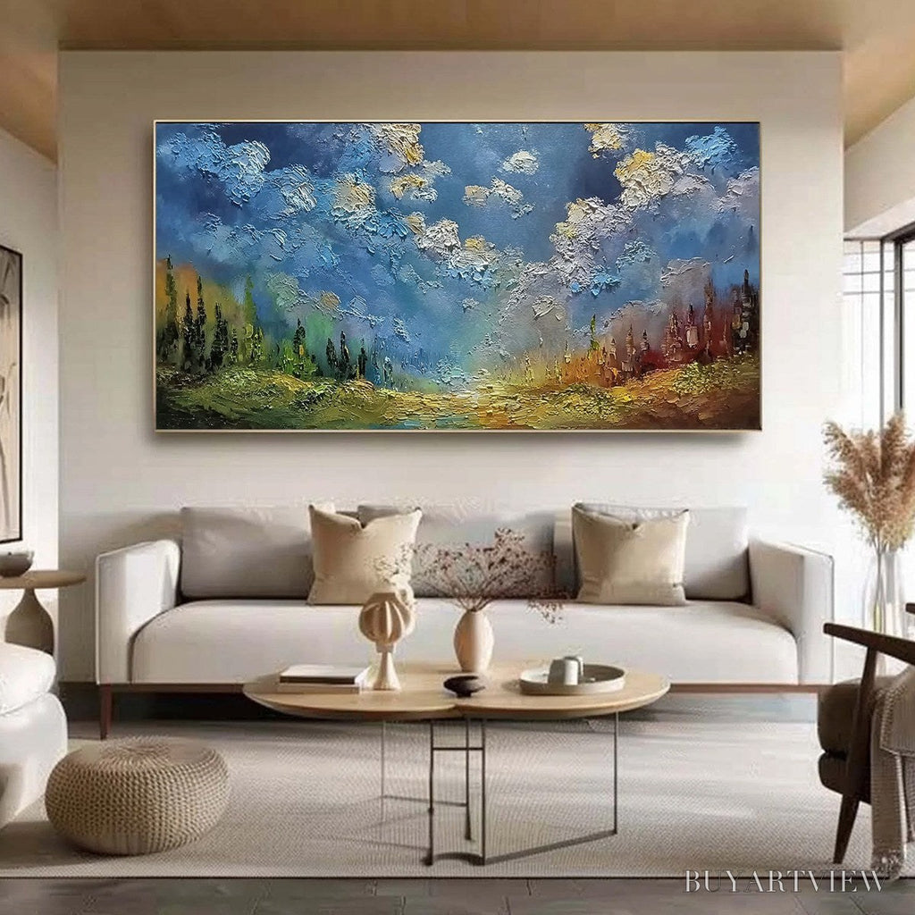 ARTOVITAS Celestial Divide – Textured Horizontal Impasto Landscape Oil Painting - image 2