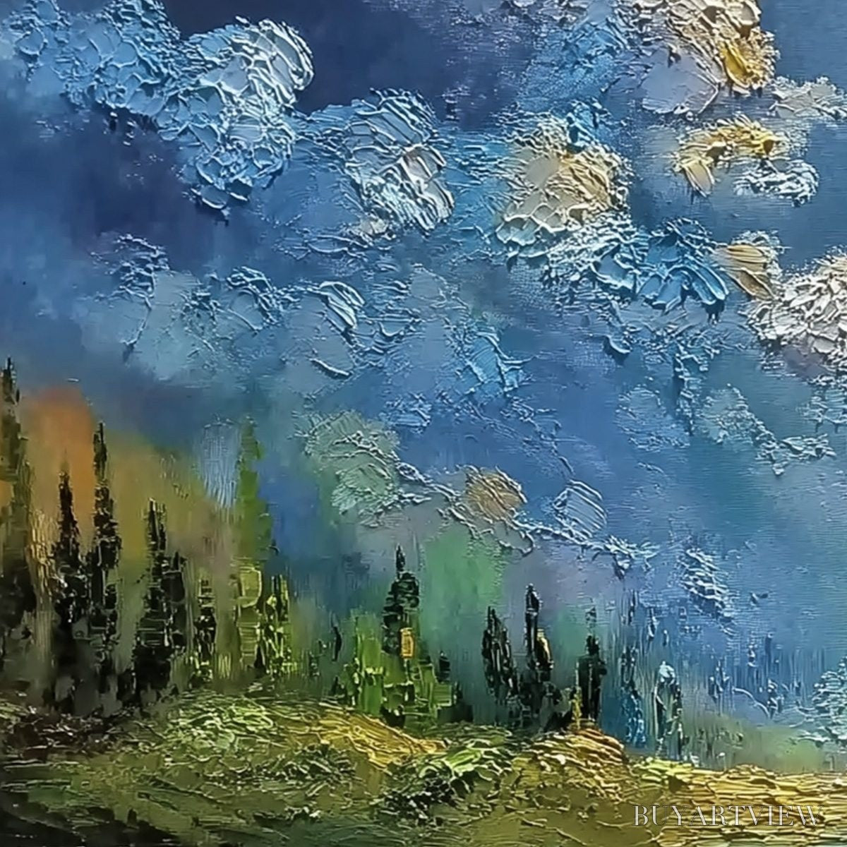 ARTOVITAS Celestial Divide – Textured Horizontal Impasto Landscape Oil Painting - image 3