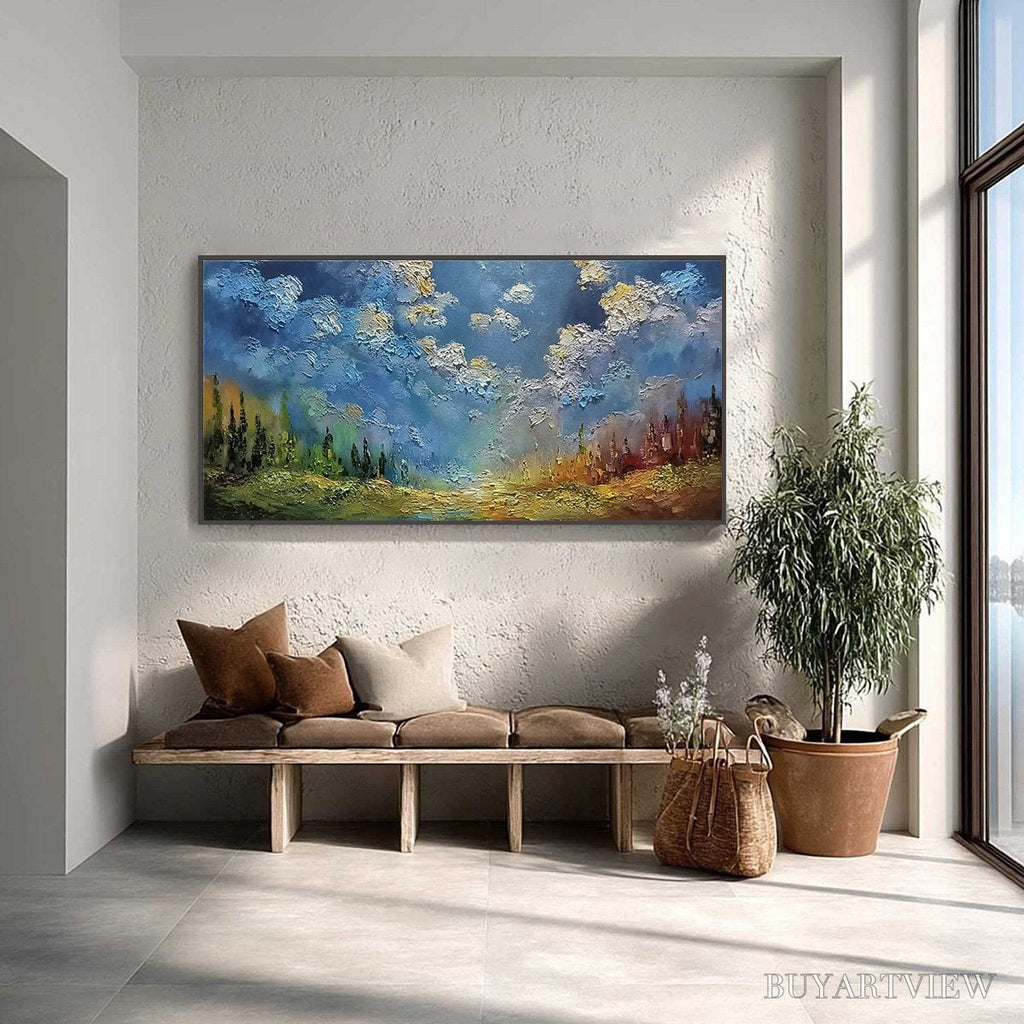 ARTOVITAS Celestial Divide – Textured Horizontal Impasto Landscape Oil Painting - image 4