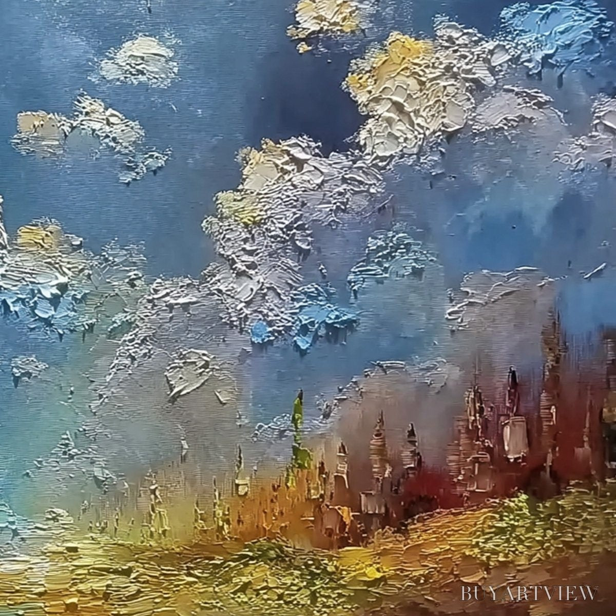 ARTOVITAS Celestial Divide – Textured Horizontal Impasto Landscape Oil Painting - image 5