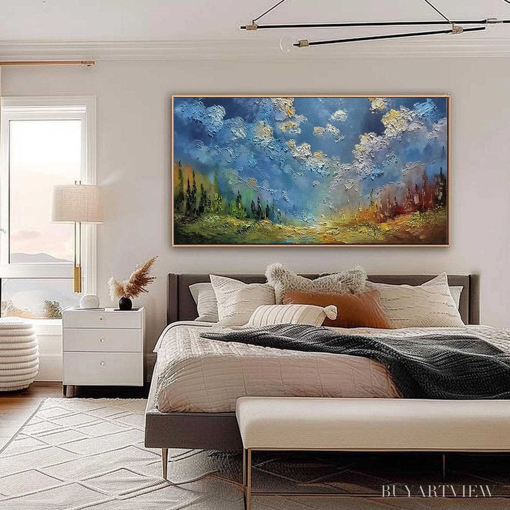ARTOVITAS Celestial Divide – Textured Horizontal Impasto Landscape Oil Painting - image 6