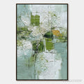 ARTOVITAS Verdant Grid – Textured Green and White Wabi Sabi Abstract Painting - image 1