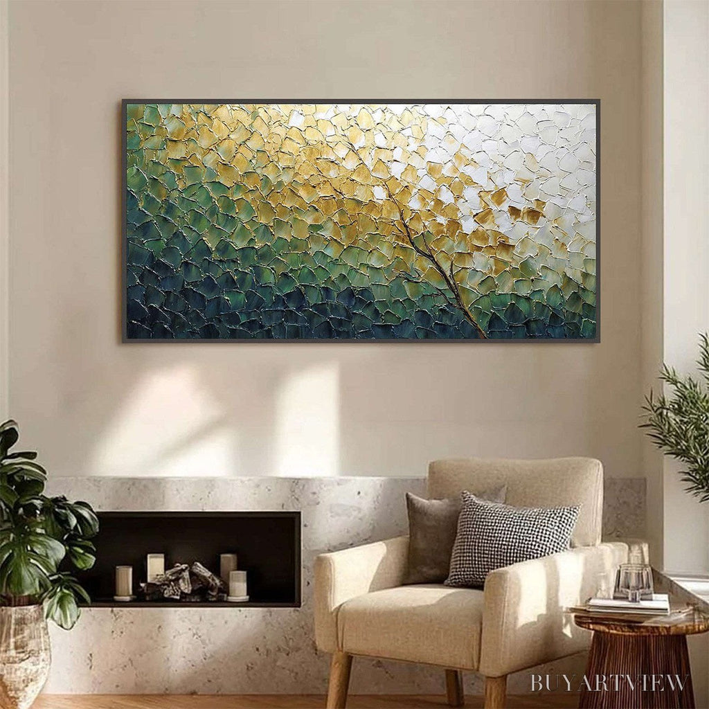 ARTOVITAS Golden Ascent – Heavily Textured Abstract Tree Landscape Painting - image 2