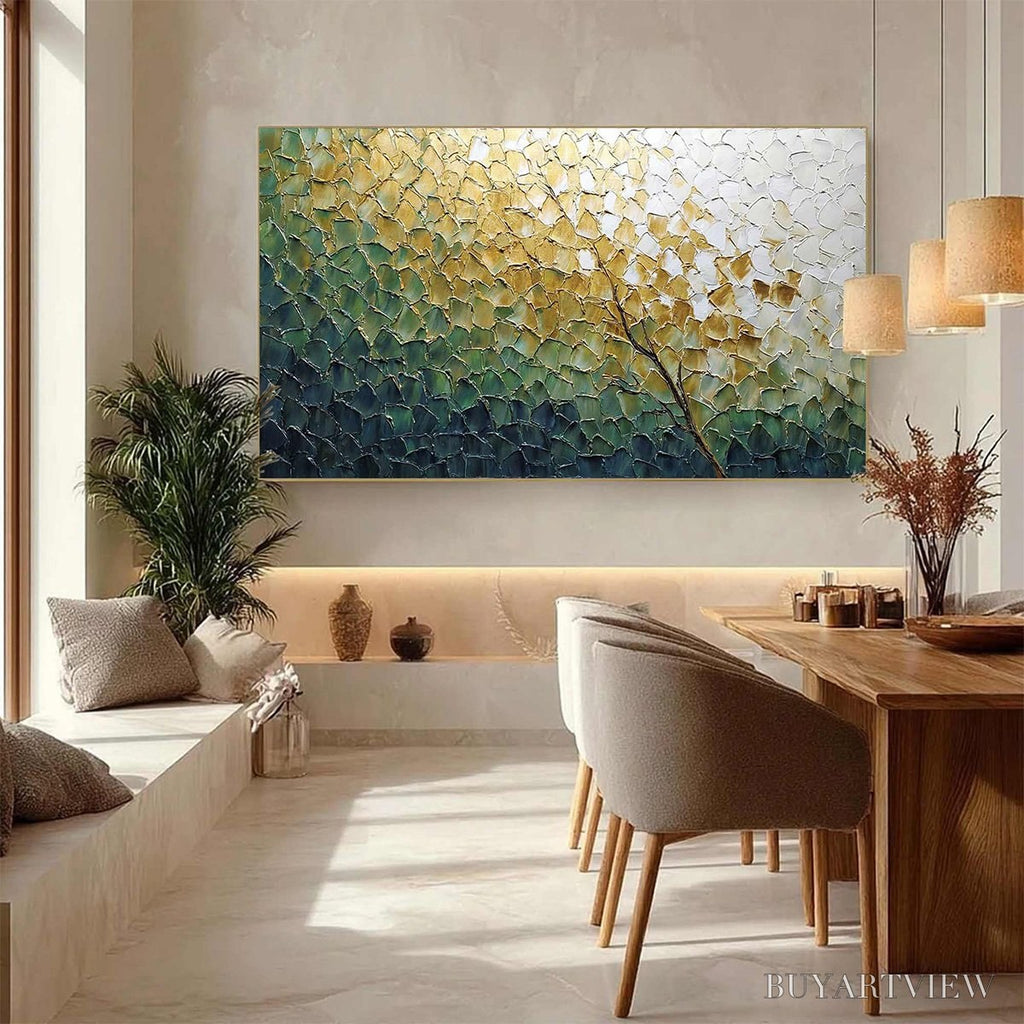 ARTOVITAS Golden Ascent – Heavily Textured Abstract Tree Landscape Painting - image 4