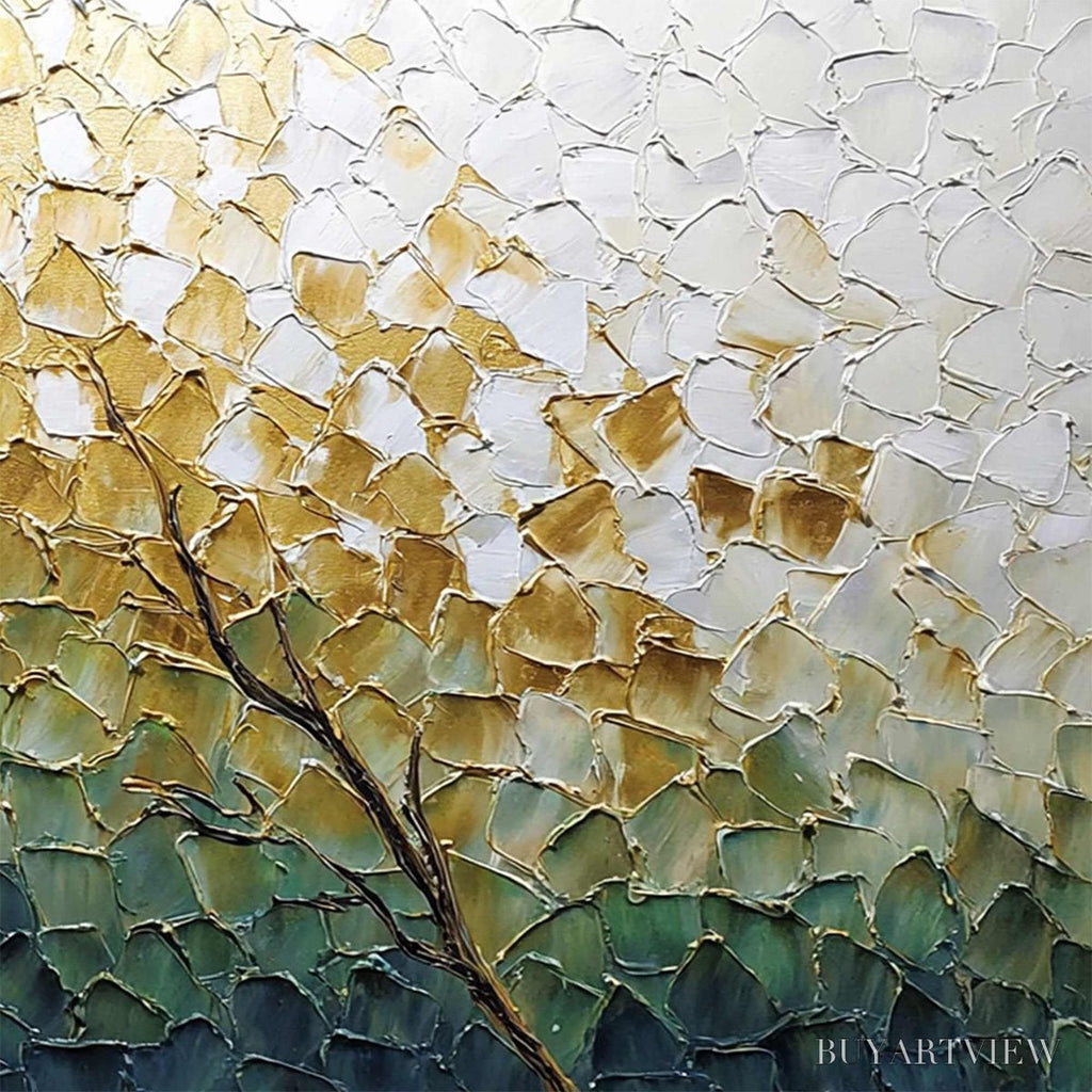 ARTOVITAS Golden Ascent – Heavily Textured Abstract Tree Landscape Painting - image 5