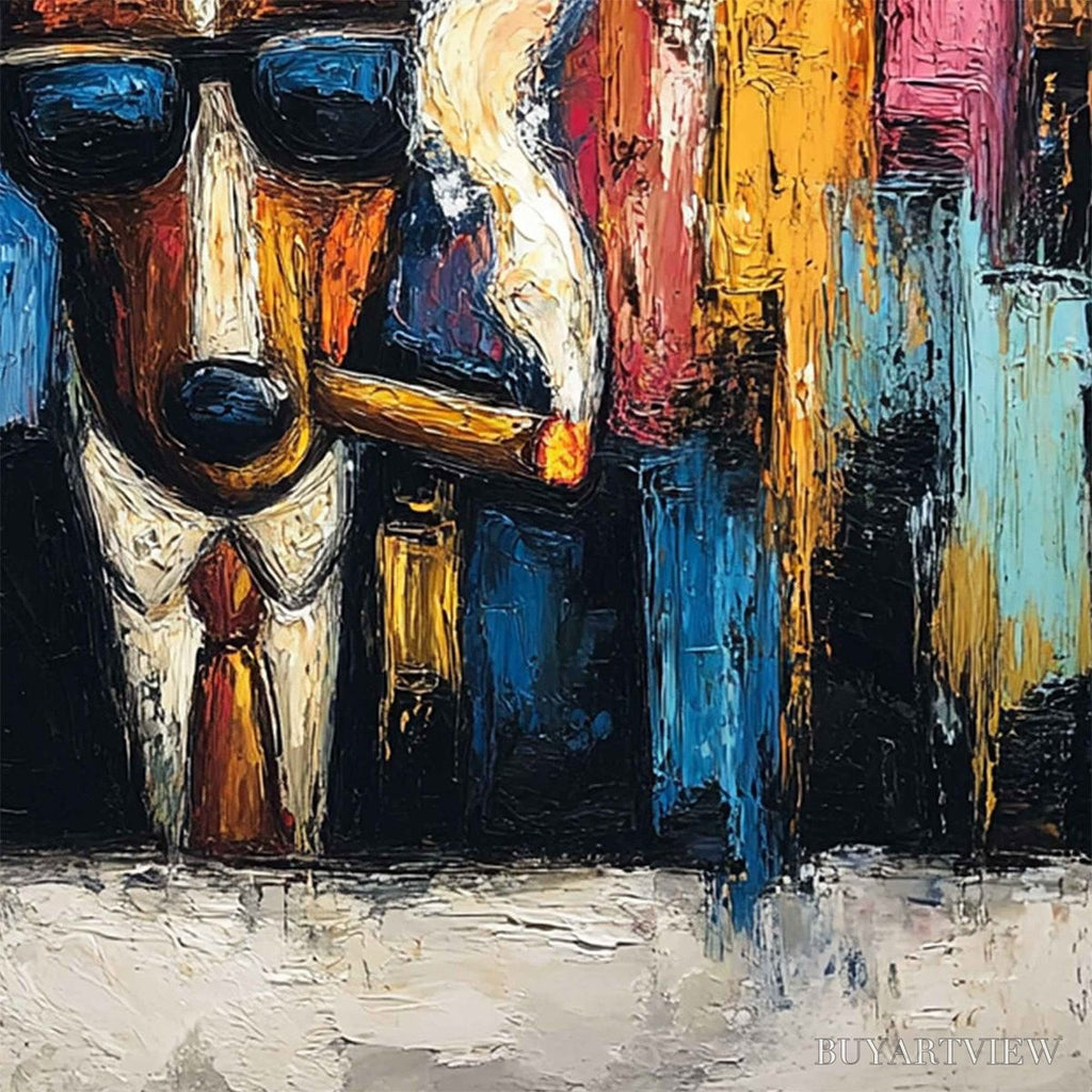 ARTOVITAS Top Dog – Textured Impasto Painting of a Dog in the City - image 3