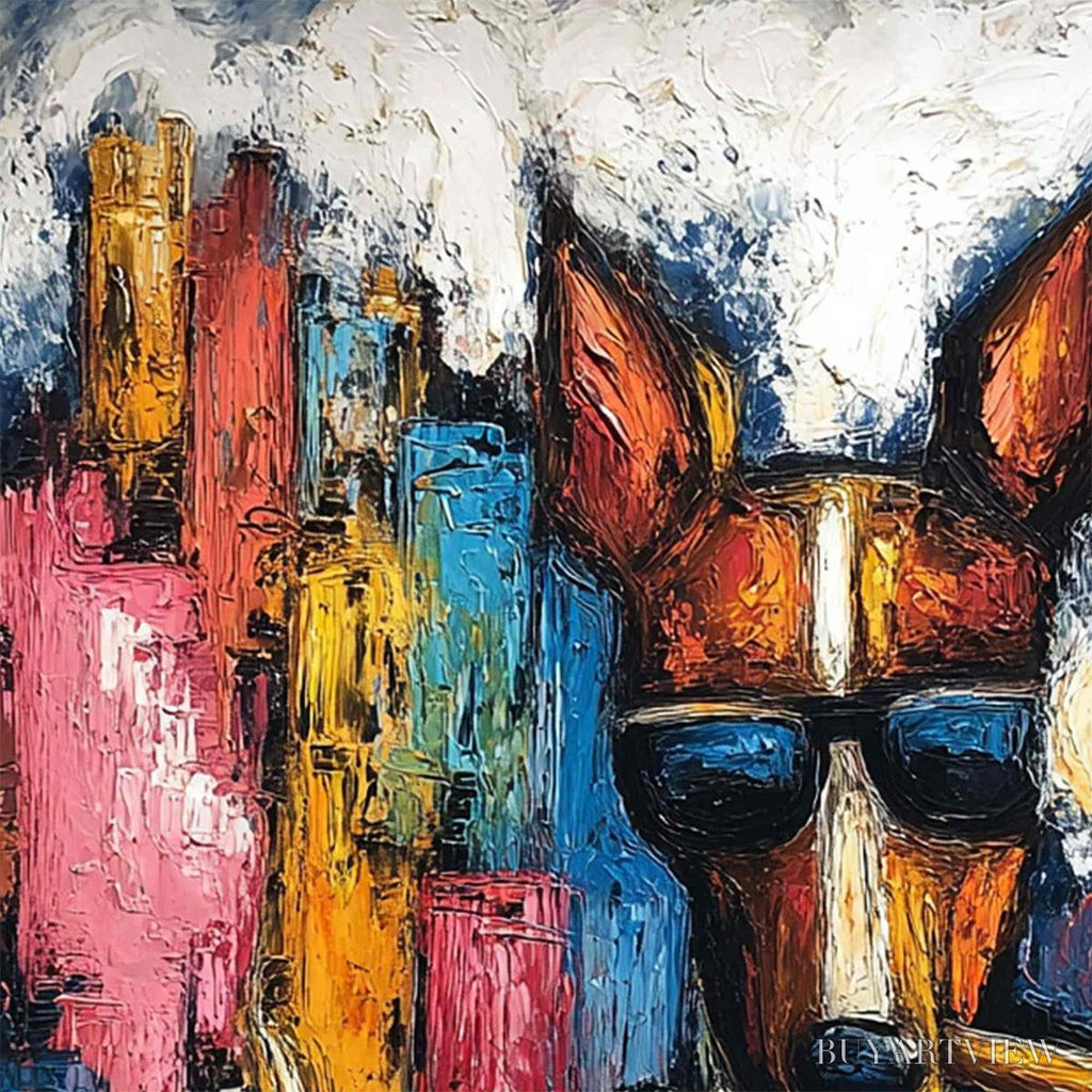 ARTOVITAS Top Dog – Textured Impasto Painting of a Dog in the City - image 5