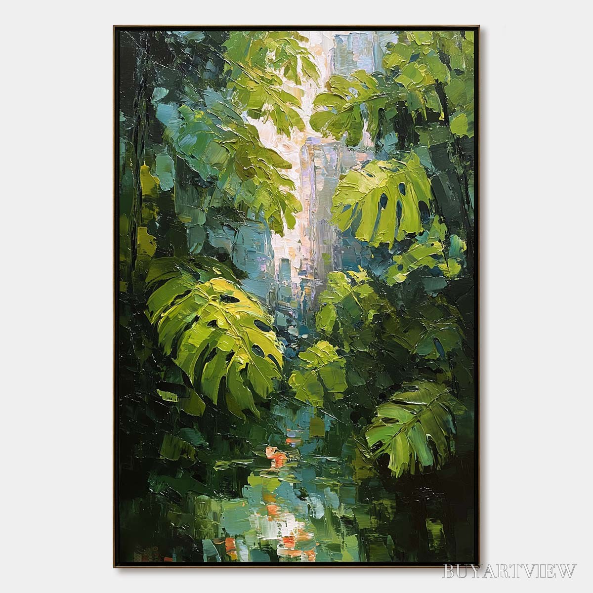 ARTOVITAS Emerald Sanctuary – Textured Impasto Forest & Plants Oil Painting - image 1