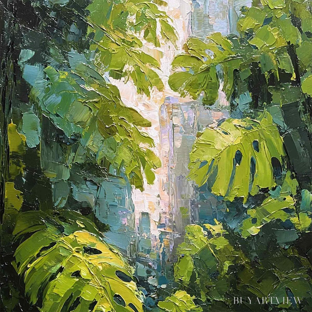 ARTOVITAS Emerald Sanctuary – Textured Impasto Forest & Plants Oil Painting - image 3