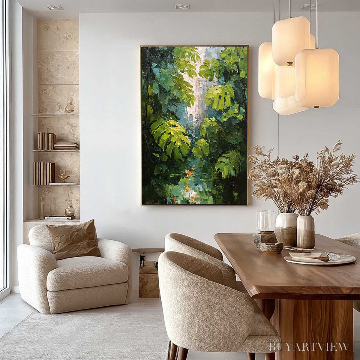 ARTOVITAS Emerald Sanctuary – Textured Impasto Forest & Plants Oil Painting - image 4