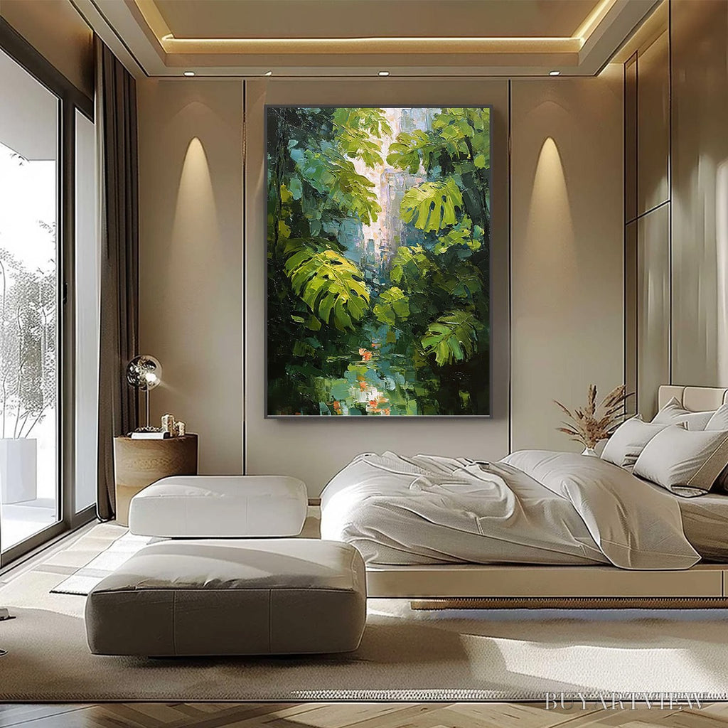 ARTOVITAS Emerald Sanctuary – Textured Impasto Forest & Plants Oil Painting - image 6