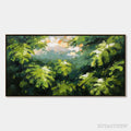 ARTOVITAS Verdant Sanctuary – Textured Impasto Painting of Sun-Kissed Jungle Leaves - image 1