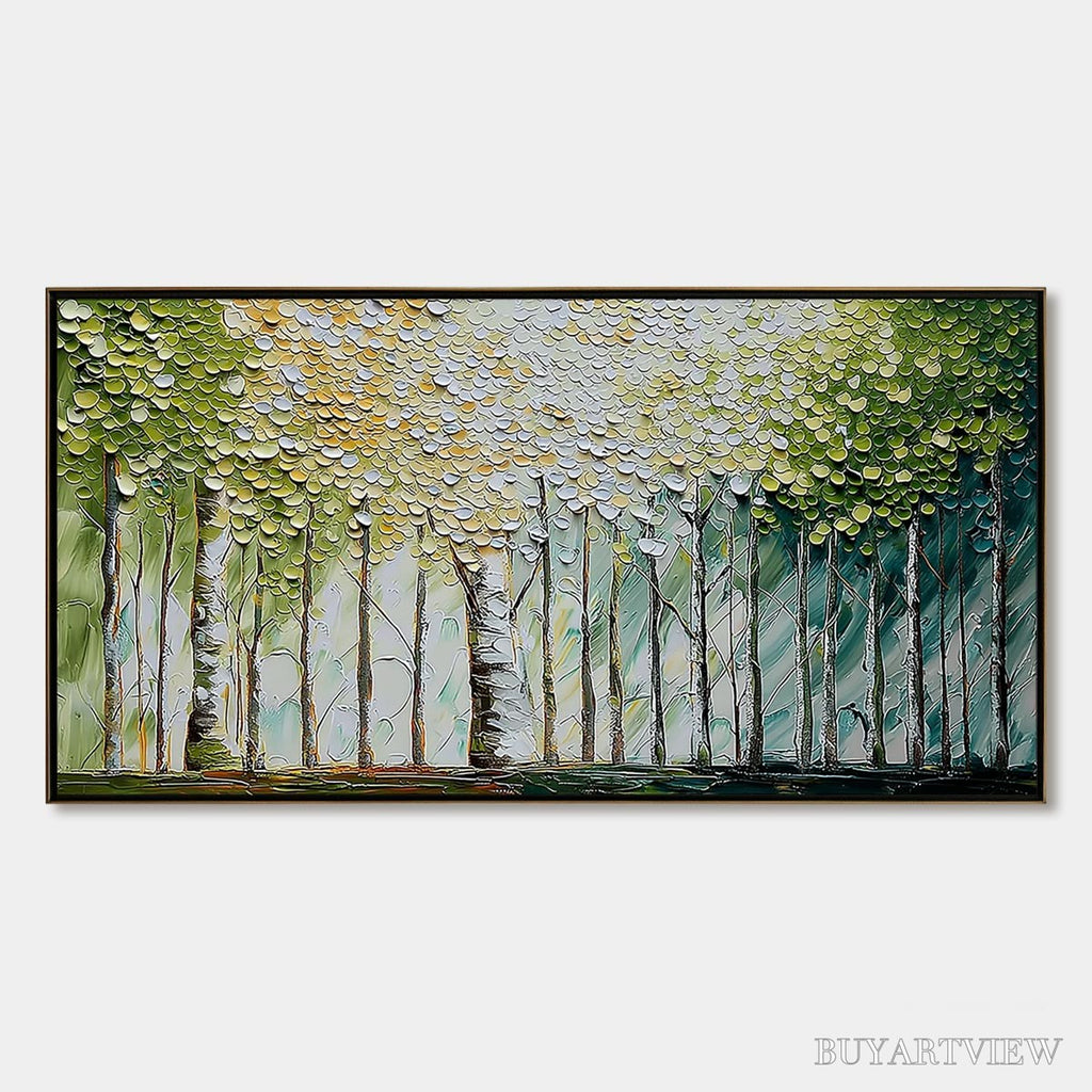 ARTOVITAS Whispering Grove – Textured Impasto Birch Tree Forest Landscape Painting - image 1