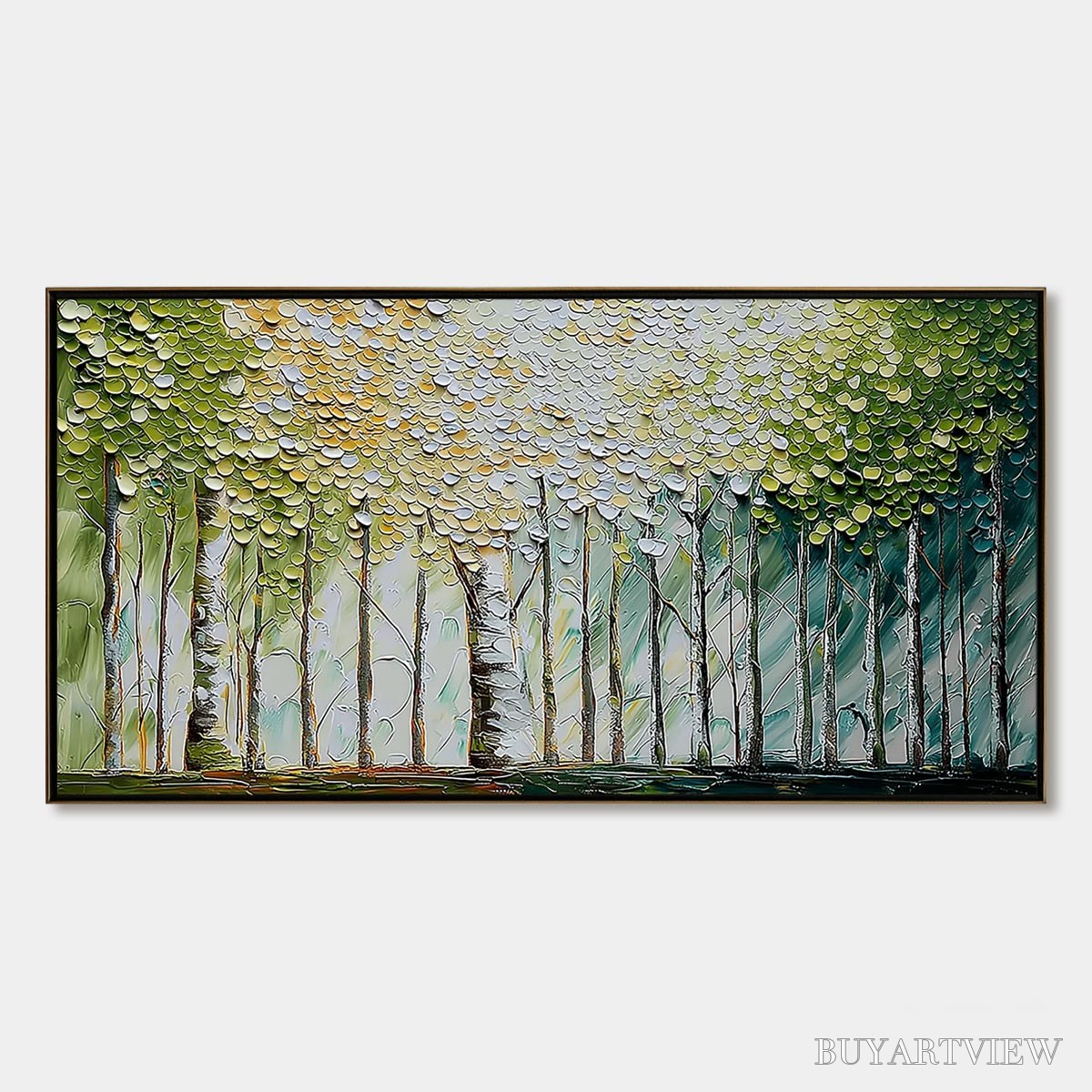 ARTOVITAS Whispering Grove – Textured Impasto Birch Tree Forest Landscape Painting - image 1