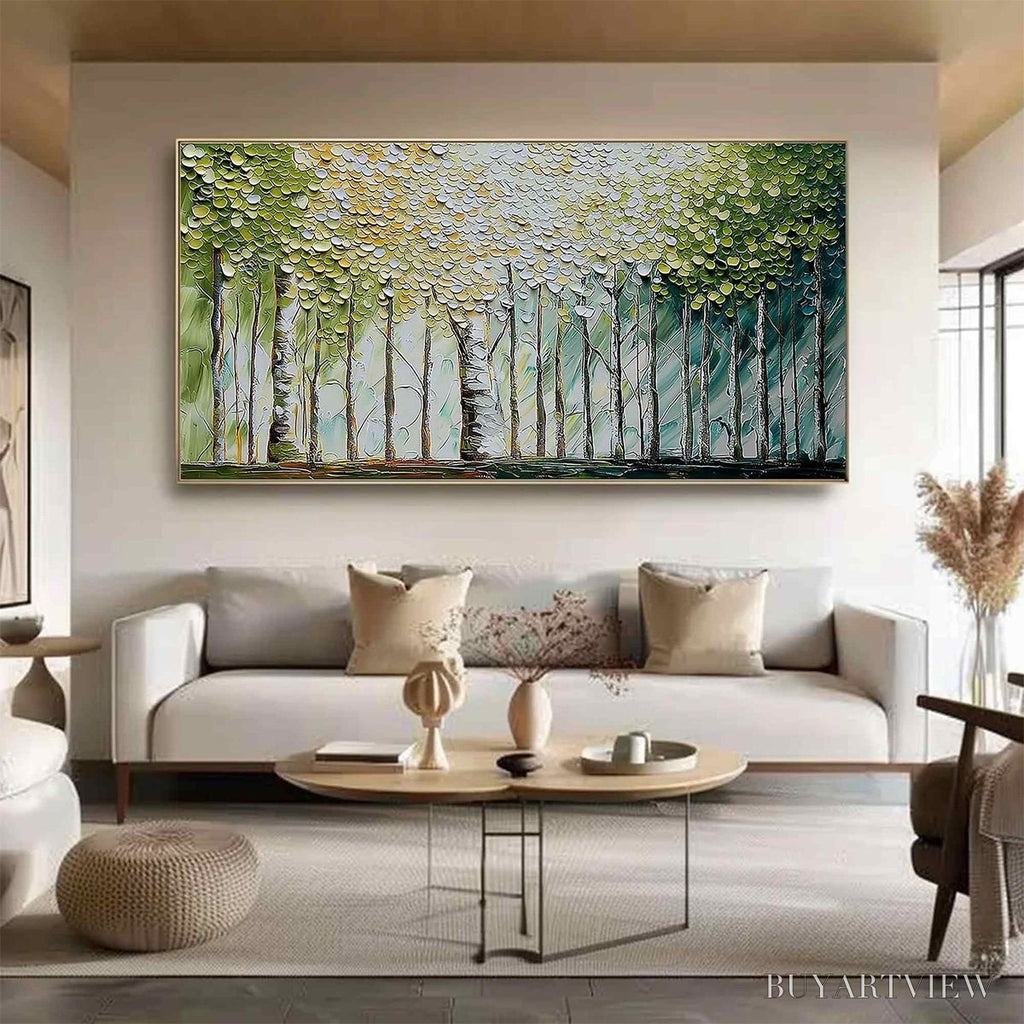 ARTOVITAS Whispering Grove – Textured Impasto Birch Tree Forest Landscape Painting - image 2