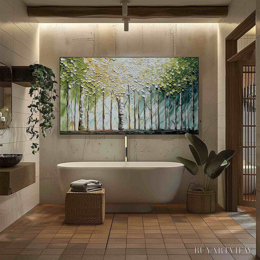 ARTOVITAS Whispering Grove – Textured Impasto Birch Tree Forest Landscape Painting - image 4