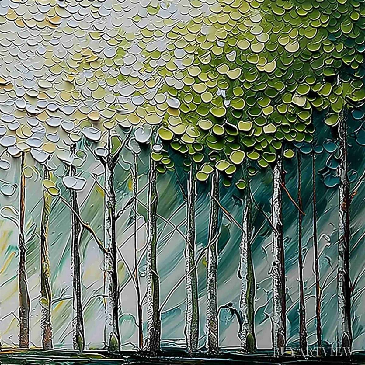 ARTOVITAS Whispering Grove – Textured Impasto Birch Tree Forest Landscape Painting - image 5