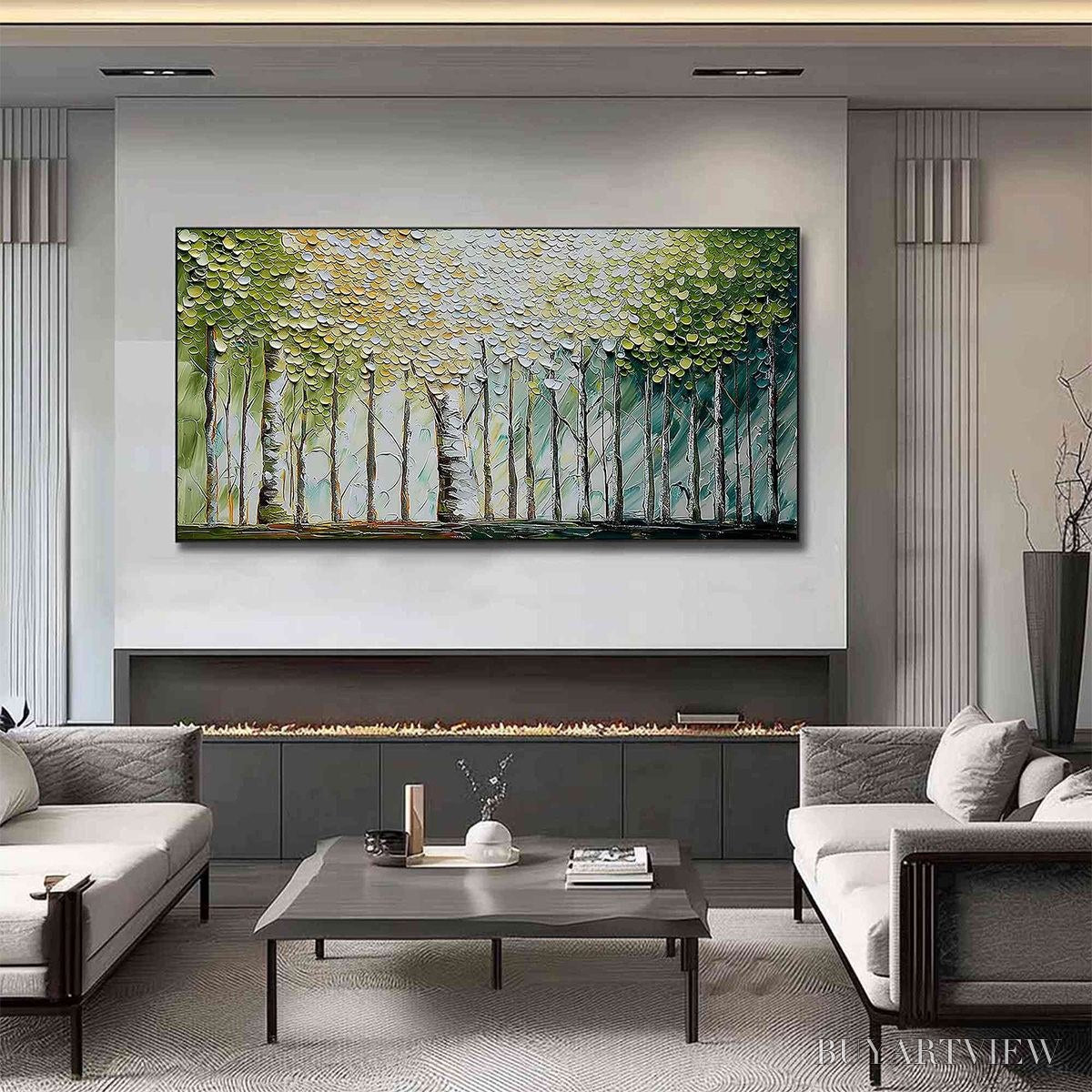 ARTOVITAS Whispering Grove – Textured Impasto Birch Tree Forest Landscape Painting - image 6