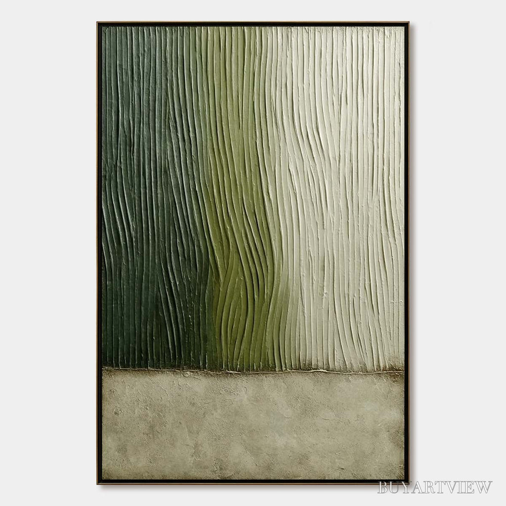 ARTOVITAS Verdant Groove – Textured Wabi Sabi Abstract Landscape Painting - image 1